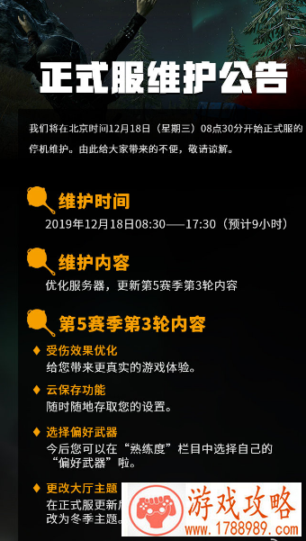 绝地求生12月25日更新维护到几点钟结束